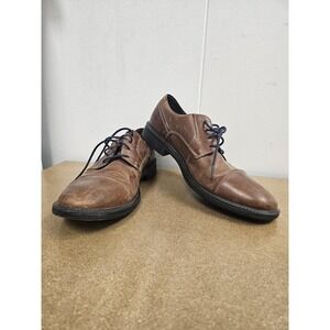 ECCO Derby Dress Shoes Size 11 Brown Leather BIOM Lace Up Mens Cap Toe Comfort